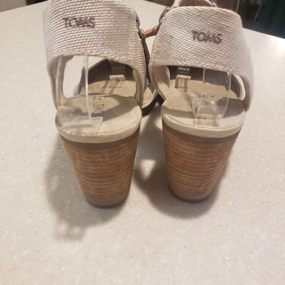 Women’s TOMS, MAJORCA Cutout Heeled Sandal (Natural) Size 10 biedge - Picture 7 of 8